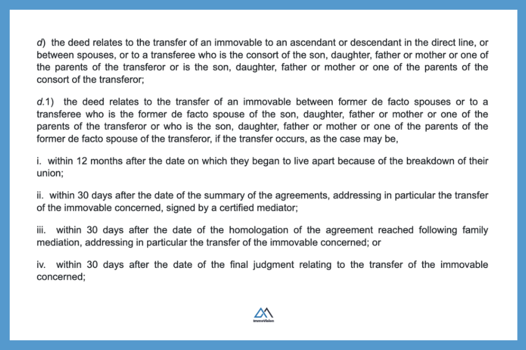 Clause d) and d.1) of the Act Respecting Duties on Transfers of Immovables in Quebec