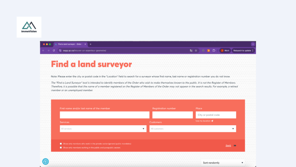 Find a land surveyor who will help you create a certificate of location.