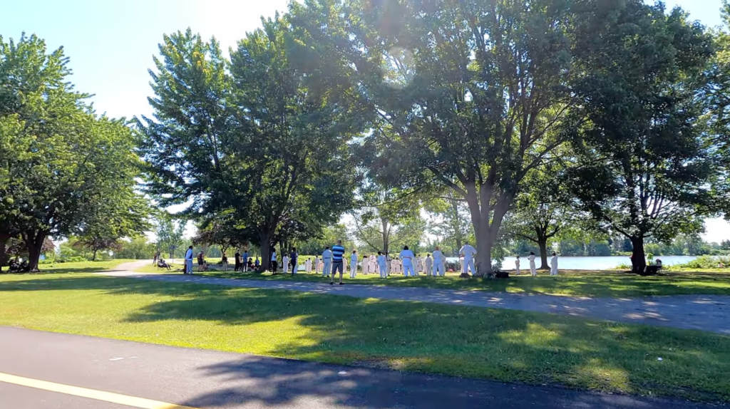Local's gather for weekend karate in Parc Des Rapides