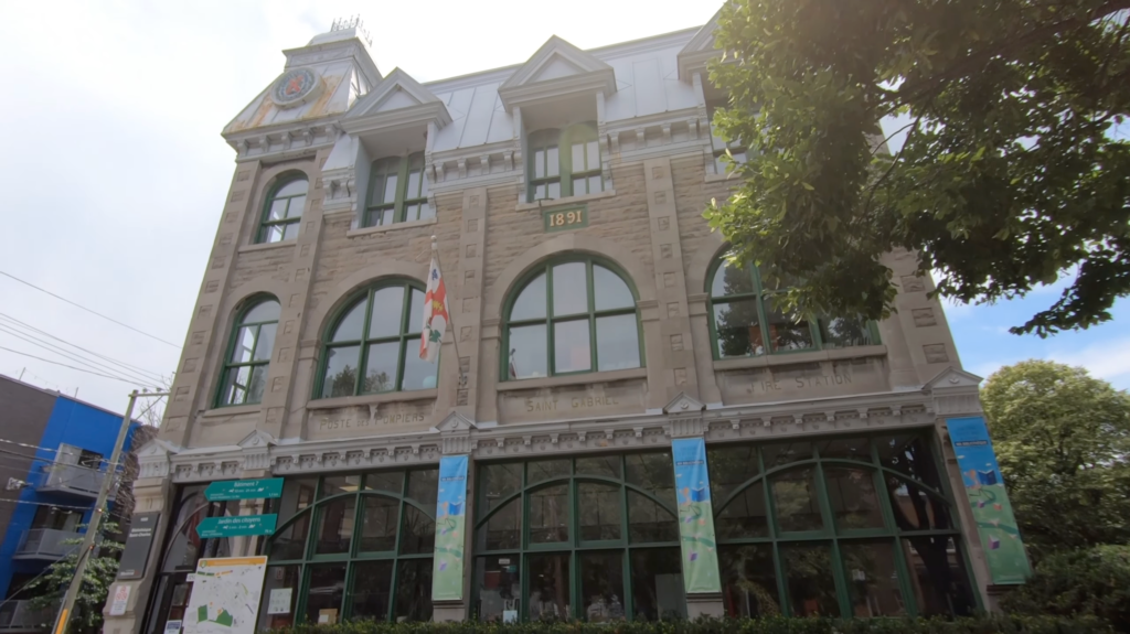 The public library in Pointe-St-Charles is a converted fire station built in 1891 and saved from demolition in 1973 by the long term residents of Pointe-St-Charles.