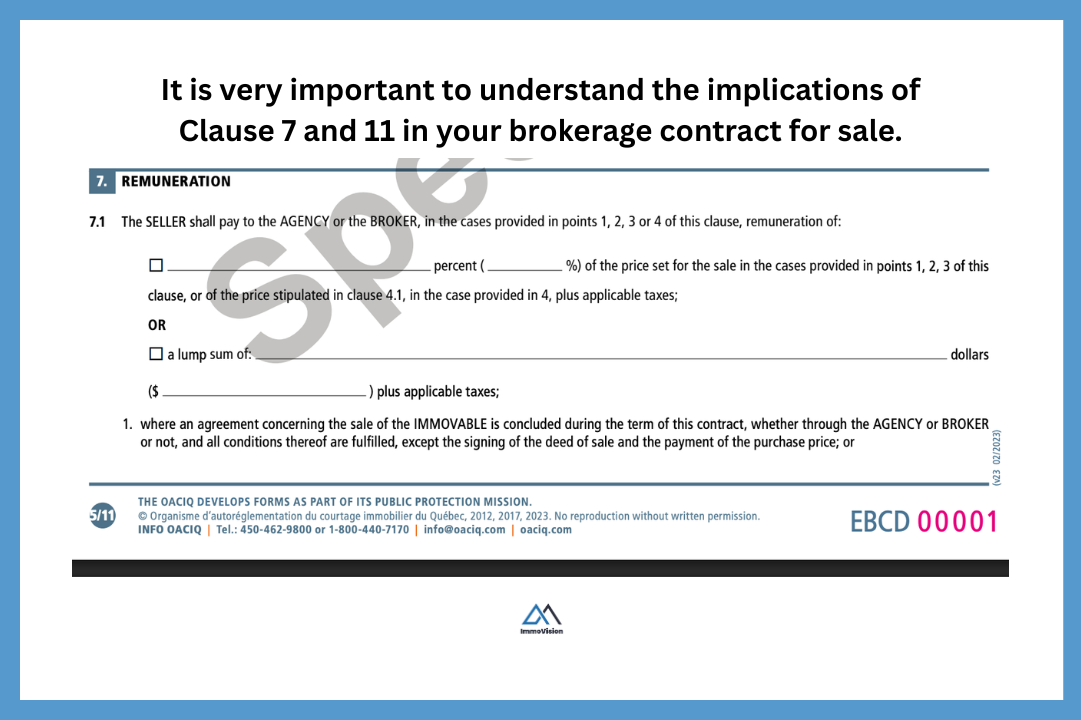 Image of Clause 7 of the brokerage contract for sale