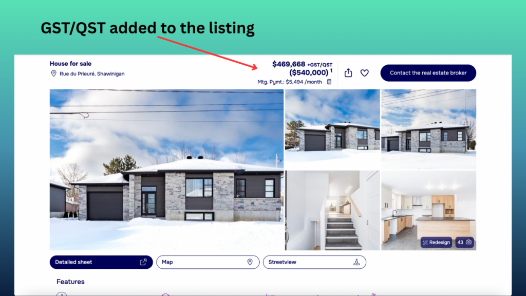 GST/QST added to the listing on the MLS
