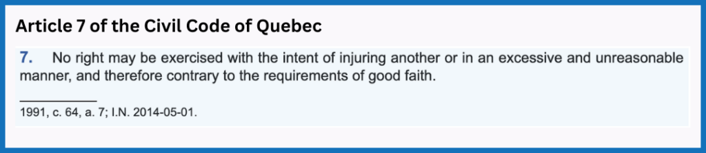 An image of Article 7 of the Civil Code of Quebec.