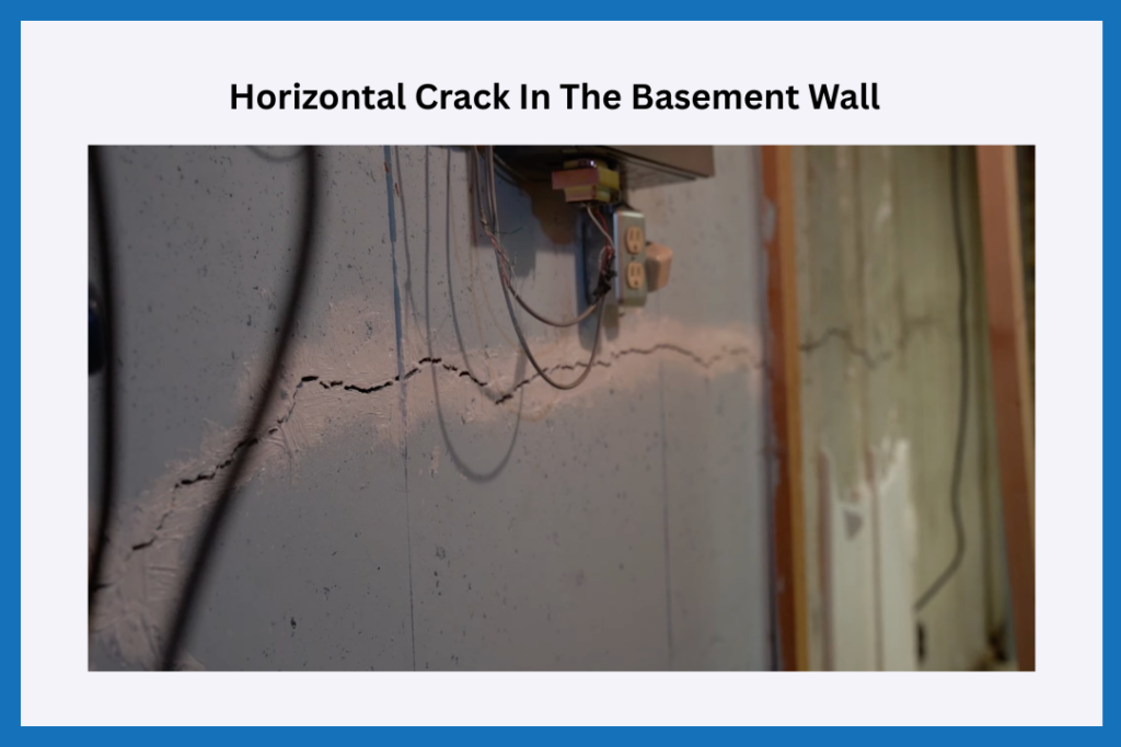 Image of a horizontal crack in the basement wall of a Quebec home.