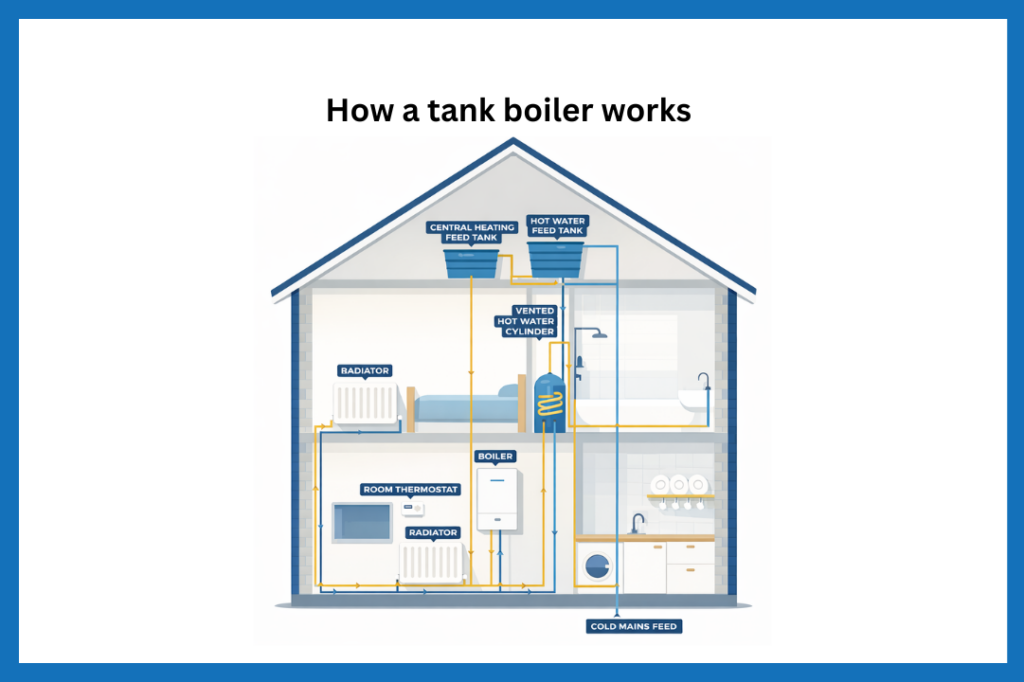 Diagram of how a tank boiler works
