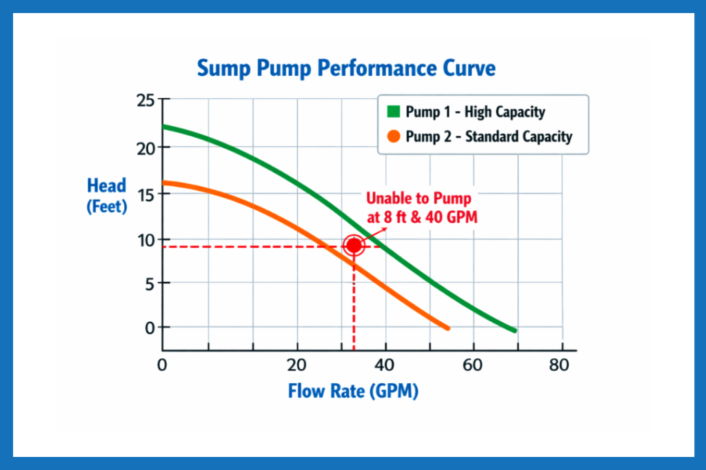 Image of sump pump performance curve.