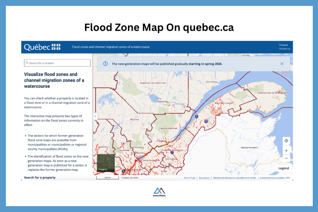 Image of the latest flood zone map on quebec.ca.
