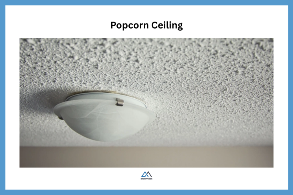 White popcorn ceiling texture in an older home that may contain asbestos if installed before 1990