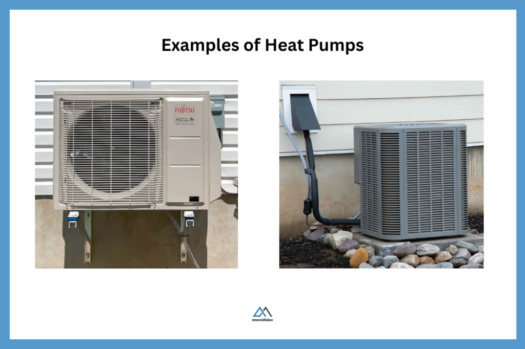 Graphic showing two examples of what heat pumps can look like.