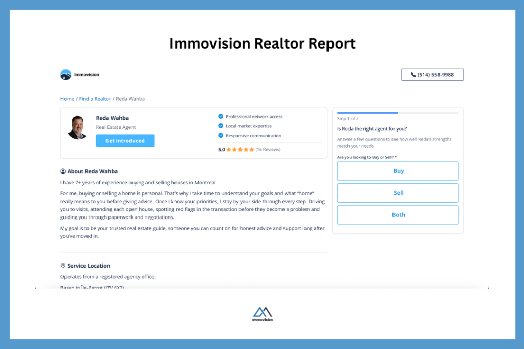 Immovision Realtor Report